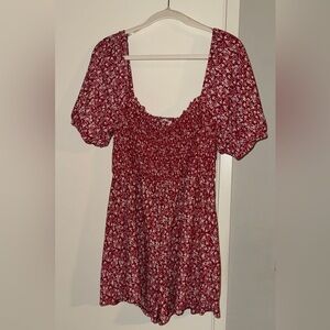 Lush Red and White Smocked Top